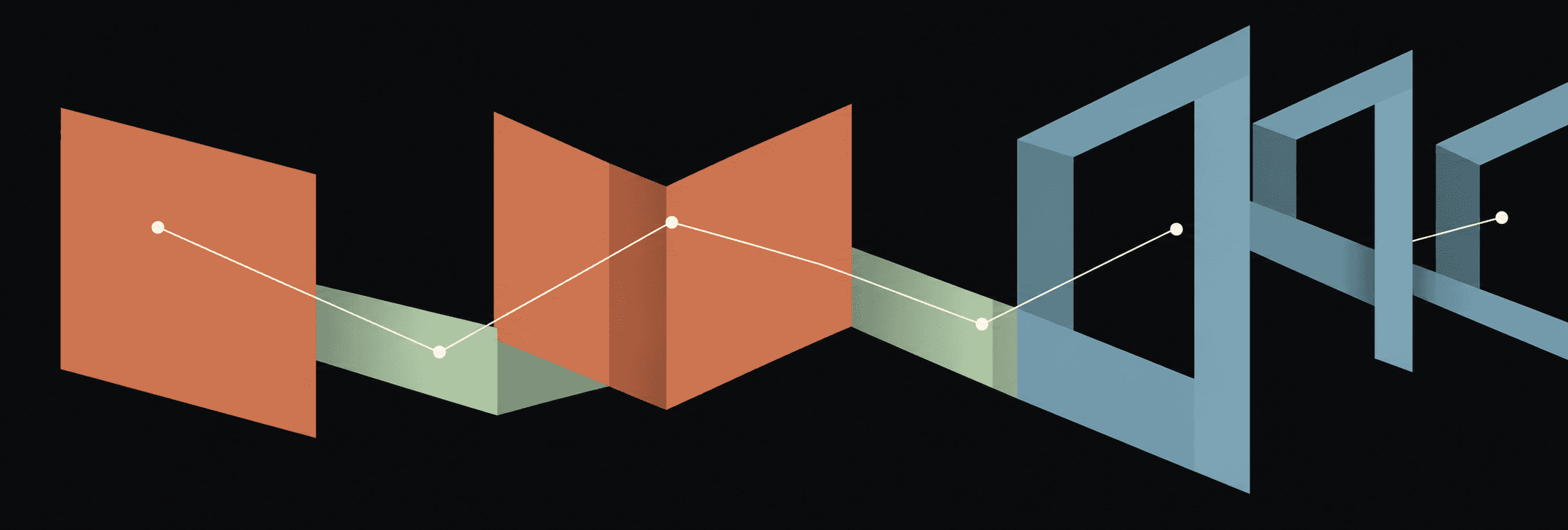 Abstract interlocking publication pages connected through a digital publishing system